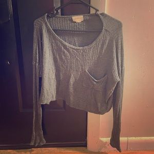 Gray Crop Top Sweater
